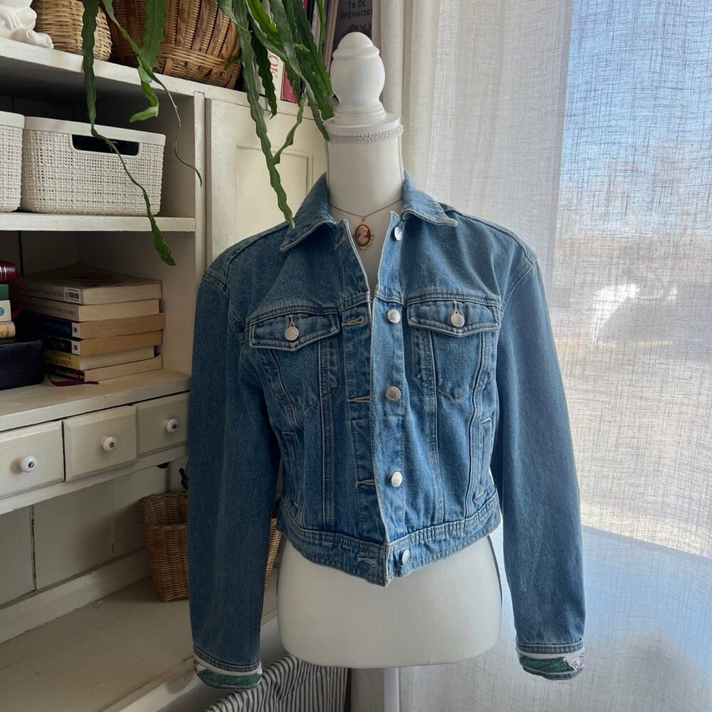 Upcycled quilt jacket denim jacket size XS - Picture 4 of 6